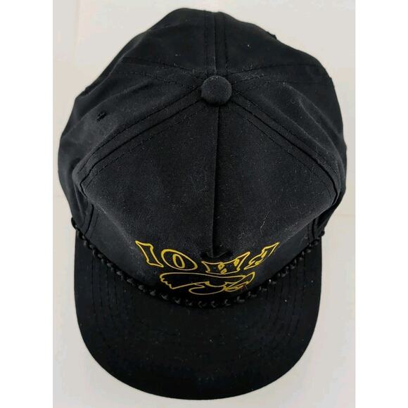 Vintage 80's Black Iowa Hawkeye's Snapback Rope Hat Screen Print Logo Trucker - Picture 5 of 9